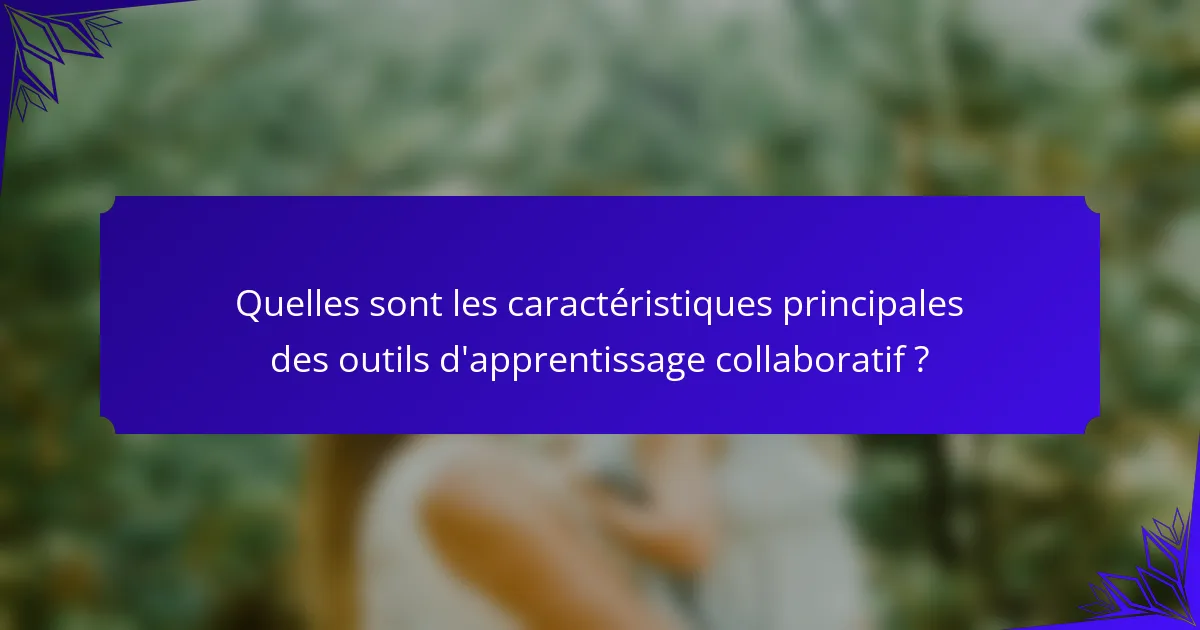 Quelles sont les caractéristiques principales des outils d'apprentissage collaboratif ?