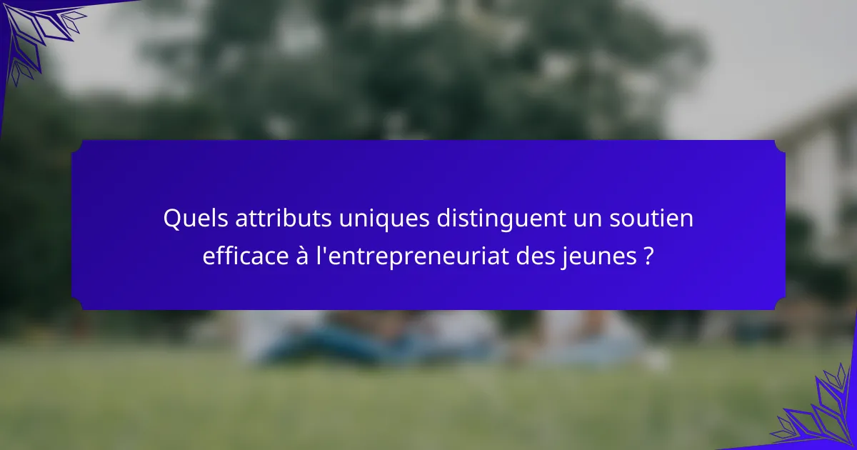 Quels attributs uniques distinguent un soutien efficace à l'entrepreneuriat des jeunes ?